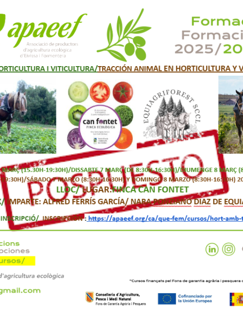 CAMBIO DE FECHA DEL CURSO "TRACCIÓN ANIMAL" POR MOTIVOS METEREOLÓGICOS PARA EL 27/28/29 MARZO 2026